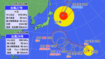 【7日の天気】広く晴れるも高波・空気の乾燥に注意　台風の進路は？