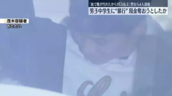 男女ら4人逮捕　男子中学生に“暴行”現金奪おうとしたか
