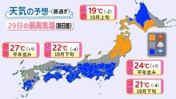 全国的に雨　関東は日中も肌寒い