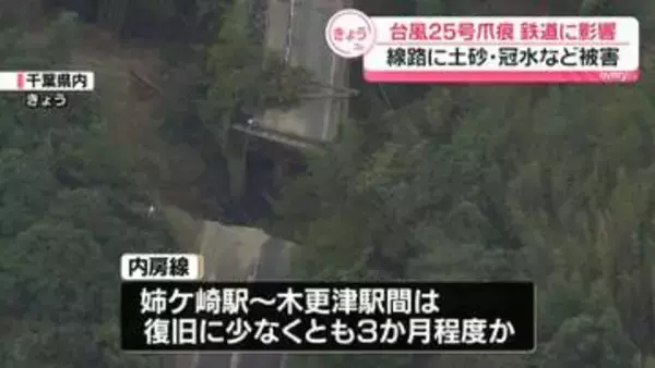 【台風25号】千葉県内の鉄道に影響続く　線路に土砂や冠水など被害