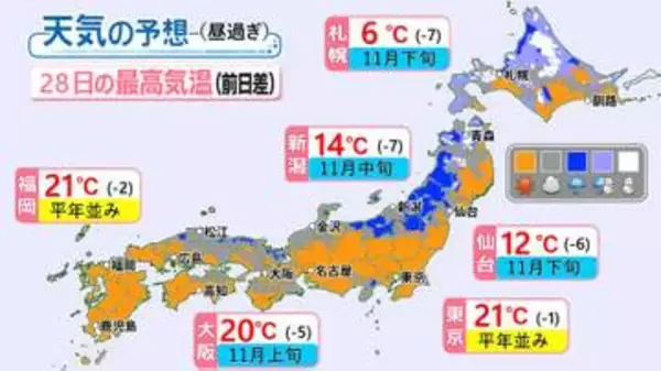 【天気】北日本は冬の嵐　東京は木枯らし1号か