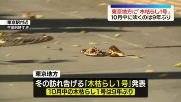 東京地方に「木枯らし1号」　去年より6日早く…10月中に吹くのは9年ぶり