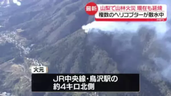 山梨「扇山」で山林火災　延焼中…消防関係者“鎮圧には時間かかる”