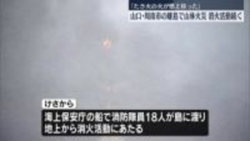 山林火災　消火活動続く　山口・周南市の離島