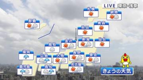 【天気】西日本で雨エリア拡大　東日本もにわか雨の可能性
