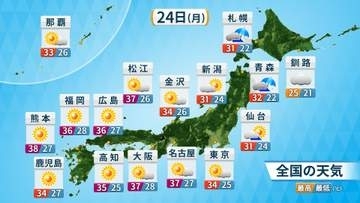 【あすの天気】東北南部～沖縄は広範囲で晴れ　北海道や東北北部は午後に雨の降る所多く