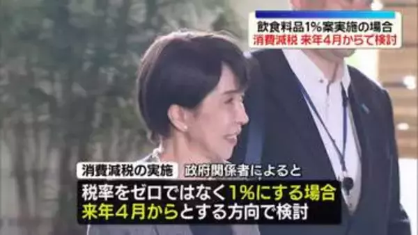 高市首相が実現目指す消費減税　税率1％案実施の場合、来年4月からで検討