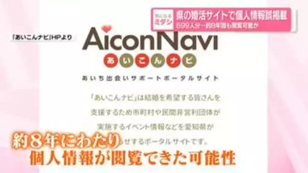 県が管理する婚活サイトで599人分の個人情報が誤掲載　約8年間も閲覧可能か　愛知県