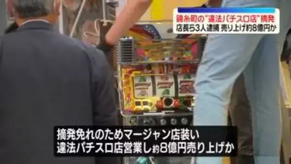 錦糸町の“違法パチスロ店”摘発　店長ら3人逮捕　売り上げ約8億円か
