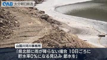 週後半は警報級の大雨のおそれ　一方ダムは水位低下が続く　耶馬溪ダムは貯水率１６％台に