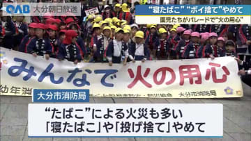 大分市の火災は増加傾向　子どもたちの防火パレード　商店街に響き渡る「火の用心」