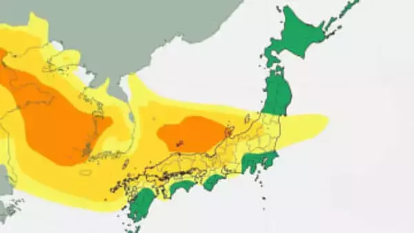 【黄砂情報】15日から18日にかけ東北・関東甲信・北陸・東海・近畿・中四国・九州の広範囲に影響か　視程低下や交通影響のおそれ【最新黄砂シミュレーション】