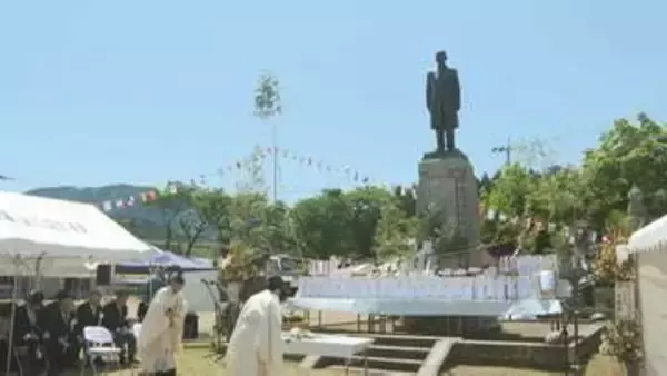 久大本線の誘致や用水路の整備　地元の発展に尽力した麻生観八翁の銅像祭　大分