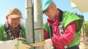 3校が統合した小学校で新年を迎える門松作り　大分・国東市