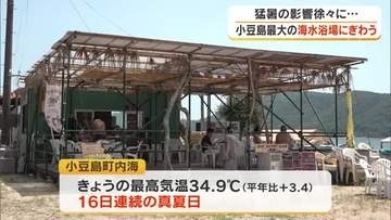 猛暑で「海の家」の集客にも徐々に影響が…小豆島の海水浴場には県の内外から涼を求める海水浴客【香川】