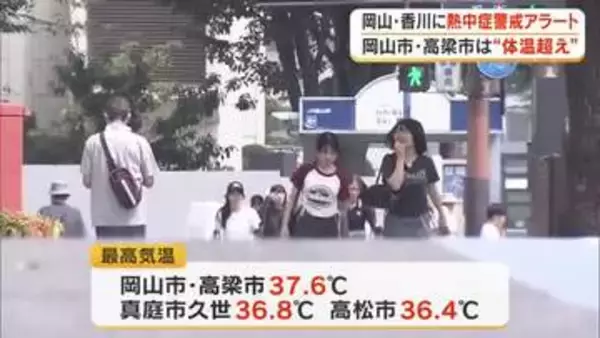 岡山市と高梁市で最高気温が”体温超え”の３７．６度　岡山・香川の多くの観測地点で今年一番の暑さ