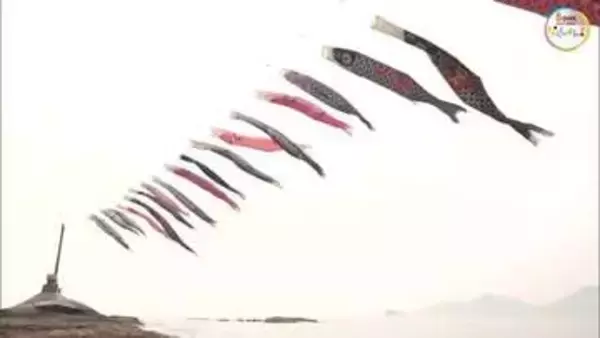 「瀬戸内海の上を泳ぐ３０匹のこいのぼり…小豆島・戸形崎にお目見え　フェリーからも楽しめます【香川】」の画像