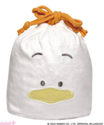 【サンリオ】「はぴだんぶい」がふわふわ素材のフェイス巾着になって登場！ 『サンリオキャラクターズ つやつやキルトポーチ』が「かぷえぼ」にて展開