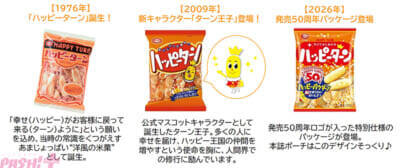 特別付録は『ハッピーターン』そっくりのかわいいポーチ＆アクリルチャーム！ 5月29日の「ハッピーターンズデー」に50周年アニバーサリーブックが発売