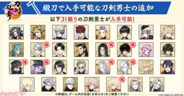 【とうらぶ】『刀剣乱舞ONLINE』「鍛刀」機能リニューアルで入手できる刀剣男士が31振り追加！ 「御伴散歩」にはアップデートで「着せ替え」機能実装