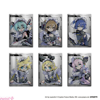 初音ミク、鏡音リン、鏡音レン、巡音ルカ、MEIKO、KAITOが「サイバーメイド」姿に！ ピアプロキャラクターズの描き下ろしビジュアルを使用したメタルグッズが4月27日より予約開始
