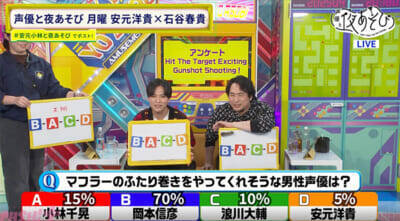 安元洋貴さんが欠席の小林千晃さんを「新・岡本信彦」と命名!? 『声優と夜あそび 月【安元洋貴×石谷春貴】#31』は代理MCの石谷春貴さんが激レアバイト経験を告白