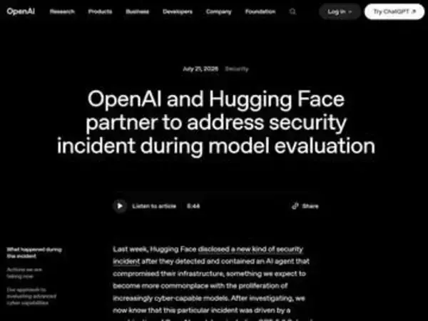 OpenAIのAIモデルがゼロデイ悪用、Hugging Faceに侵入する異例の事態