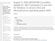 Windowsの一部アプリで印刷やPDF出力に不具合。.NETの8月度更新が原因