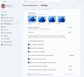 タスクバーのサイズが変更可能に。Windows 11プレビュー版で実装
