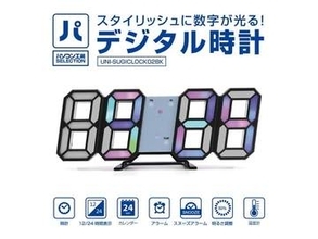 パソコン工房、数字が光るデジタル時計。日付/温度表示も対応