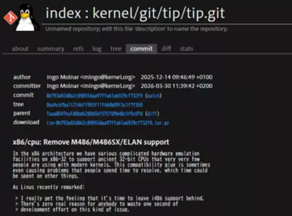Linux 7.1でi486サポート廃止へ、37年の歴史に幕