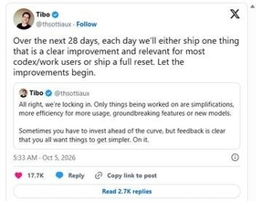 ChatGPT Work/Codexに「28日間改善計画」！さもなくば「リセット」