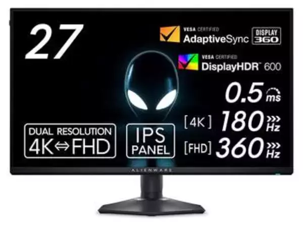 【本日みつけたお買い得品】デルのデュアル解像度対応4Kゲーミングモニターが1.1万円引き