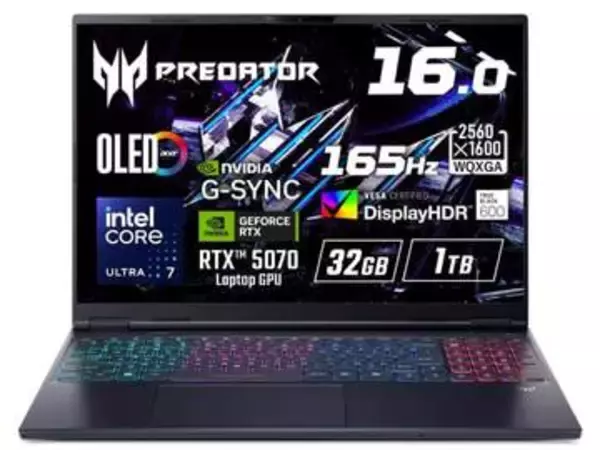 GeForce RTX 5070搭載の高性能16型OLEDゲーミングノート