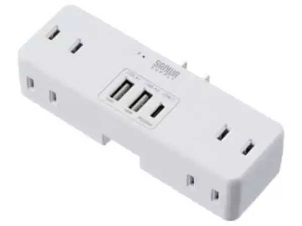 サンワサプライ、最大9台を同時充電できるPD対応の直挿し電源タップ