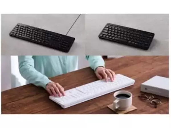 エレコム、液体こぼれに対応する排水機構付き静音キーボード6モデル