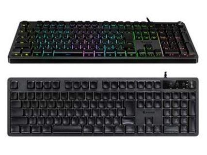 センチュリー、側面印字で真上からは無刻印に見えるゲーミングキーボード
