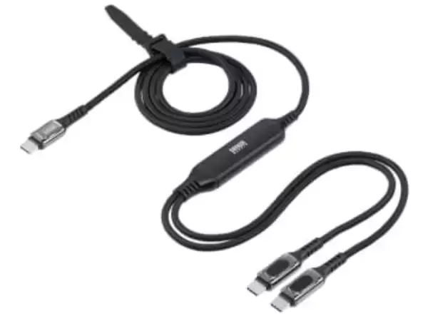 サンワサプライ、最大100W入出力の2分岐USB充電ケーブル