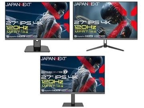 JAPANNEXT、4K/120Hz表示対応の27型ゲーミングモニター3機種