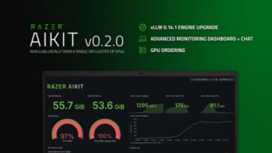 ローカルAI開発環境「Razer AIKit」最新版、モニタリング機能など追加