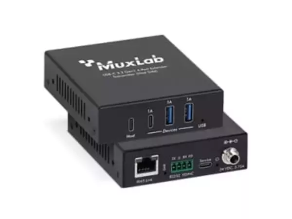 USB 3.2 Gen 1を最大100mまで延長する機器。LANケーブルで伝送