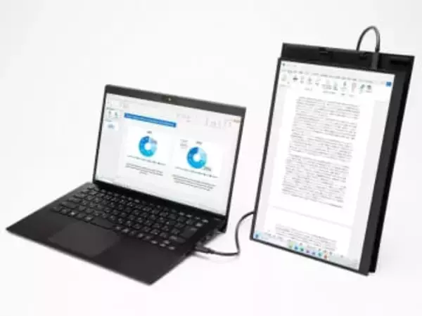 上下2画面で使えるVAIOの人気モバイルモニターが刷新。カバースタンドが軽量化&縦置きに対応