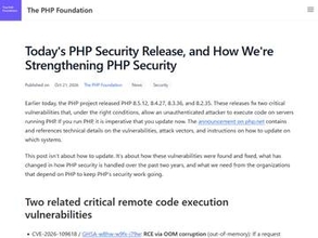 PHPとNode.jsが同じ日に緊急パッチ、どちらもリモートコード実行の恐れ