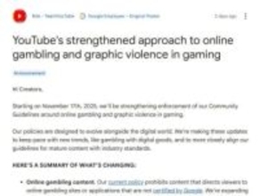 【やじうま配信者Watch】YouTube、ゲームの暴力描写を18禁に。ギャンブルも規制拡大