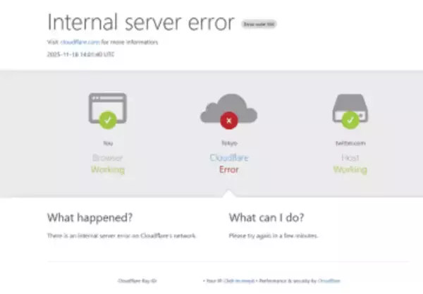 XやChatGPTで大規模障害。Cloudflareが原因