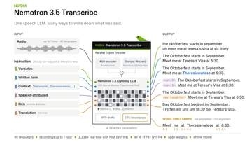 NVIDIA、40言語対応の無償文字起こしAI「Nemotron 3.5 Transcribe」