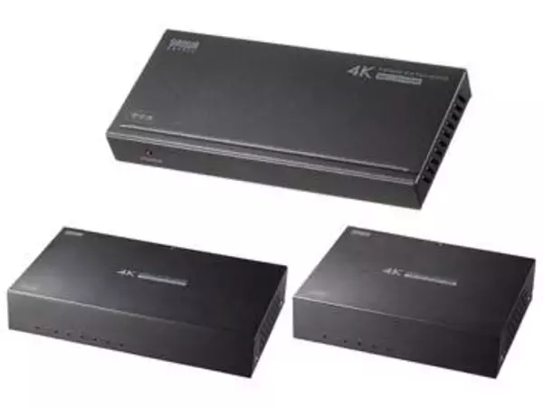 サンワ、LANで4K映像を120m先まで届けられるHDMIエクステンダー