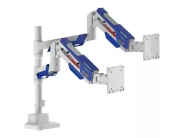 ロボットっぽいデザインのガス式デュアルモニターアーム、センチュリーから