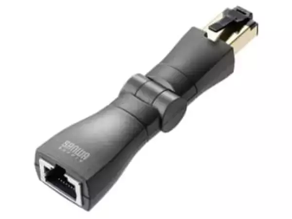 サンワサプライ、有線LANの向きを自由に変えられる中継アダプタ