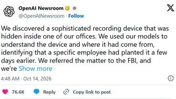 OpenAIオフィスに隠し録音機、設置した従業員をAIで特定し解雇